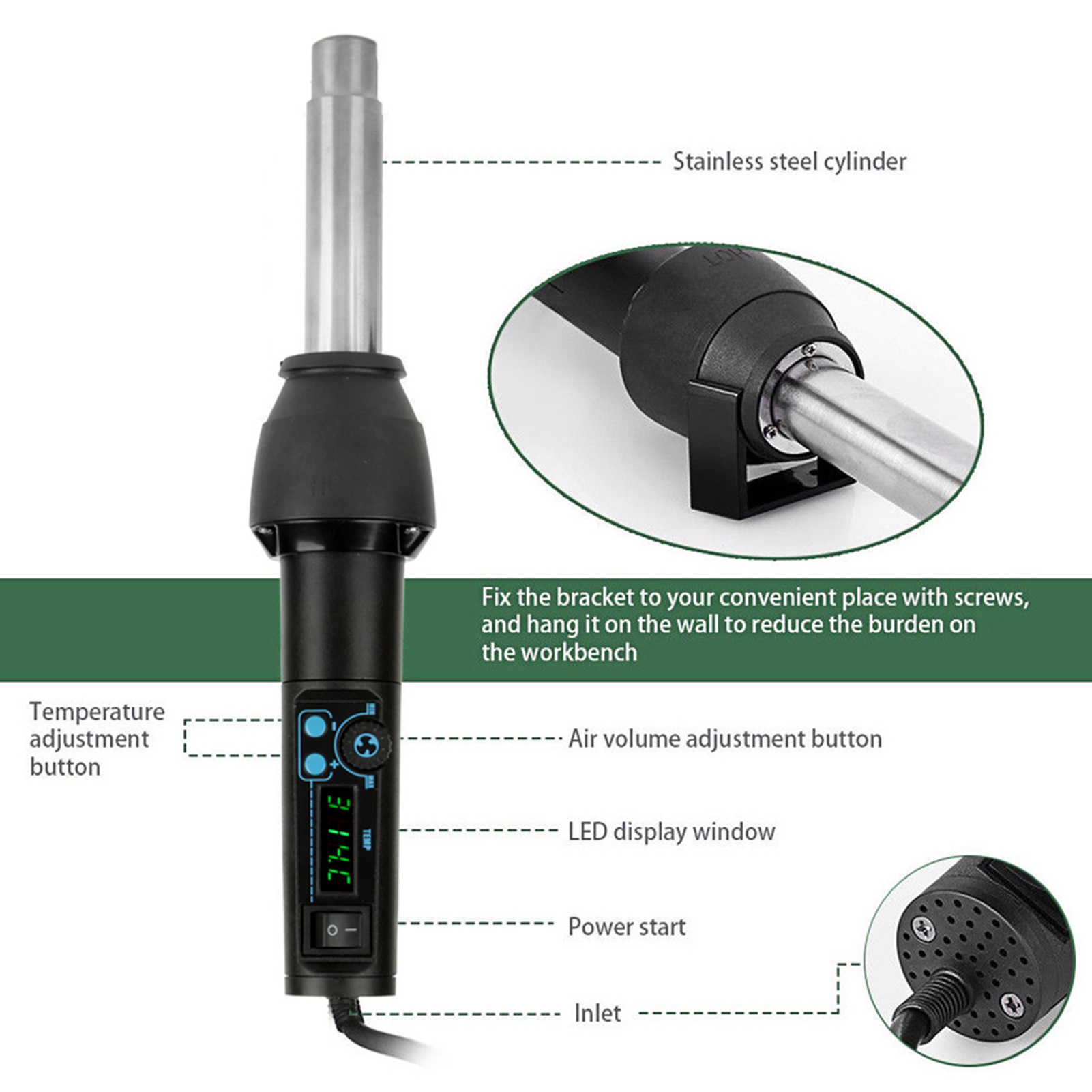 8858‑I / 650W LED Digital Disp - Heat Gun Small 评论和价格