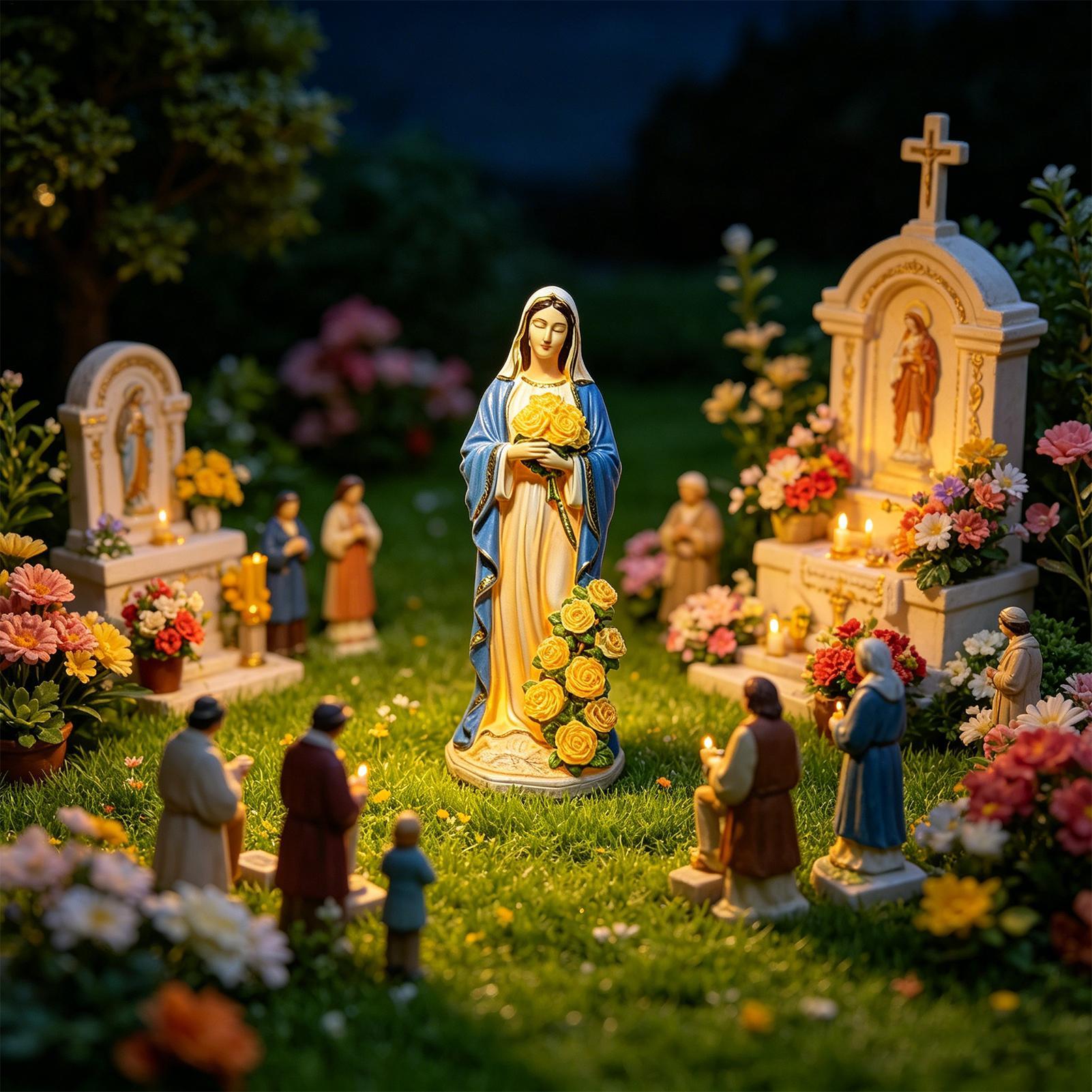 Virgin Mary Solar Statue Garde - Resin Crafts 评论和价格