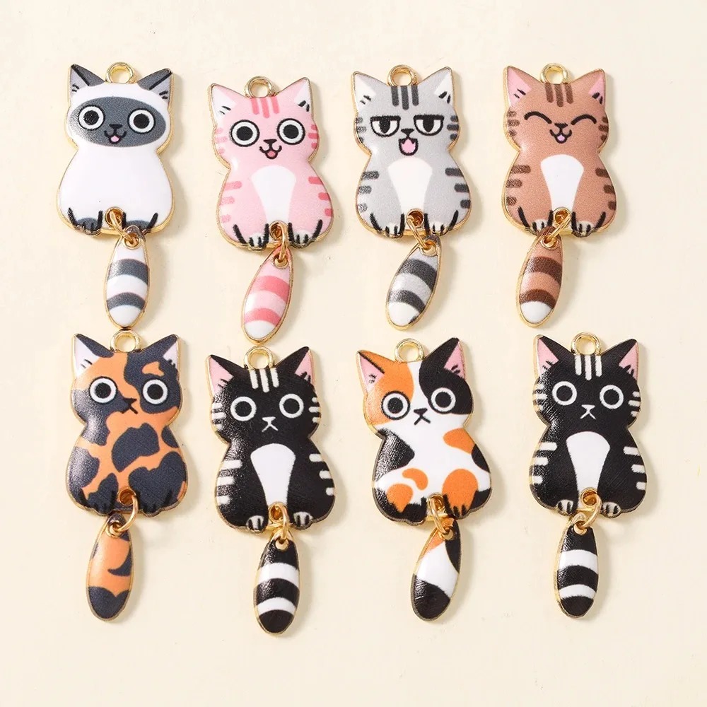 10Pcs 16×39mm Cute Cartoon Cat - Resin Craft Supplies 评论和价格