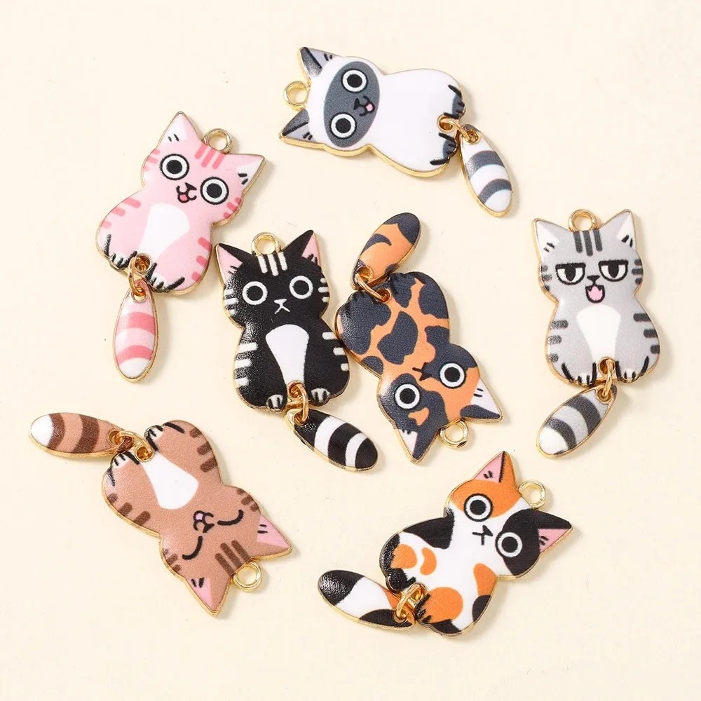 10Pcs 16×39mm Cute Cartoon Cat - Resin Craft Supplies 评论和价格