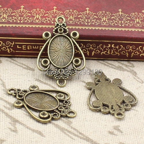 50pcs/lot Alloy Bronze Tone Ca - Bezels Set Pendant 评论和价格