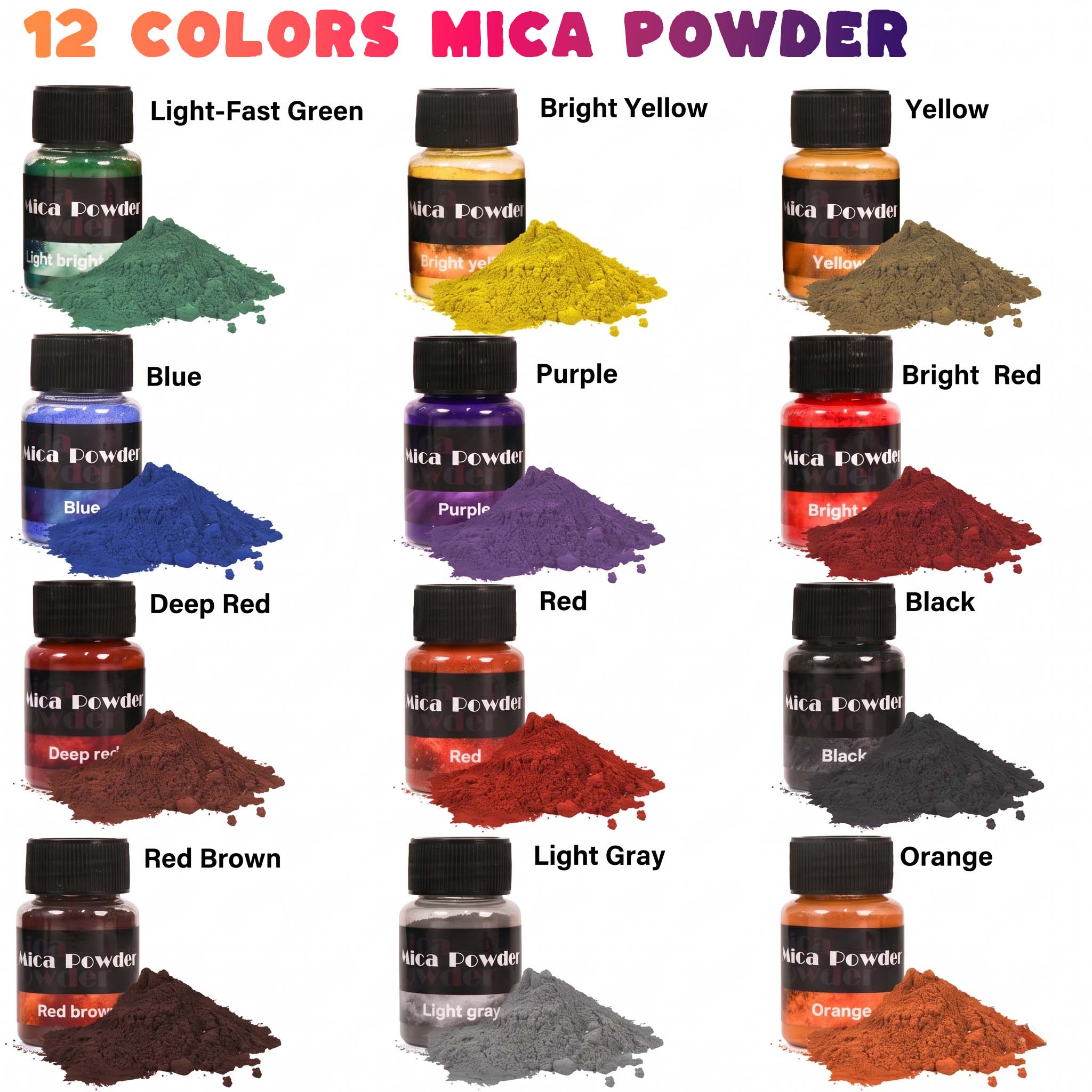 12-Color Gypsum Pigment Powder - Resin Pigment Set 评论和价格