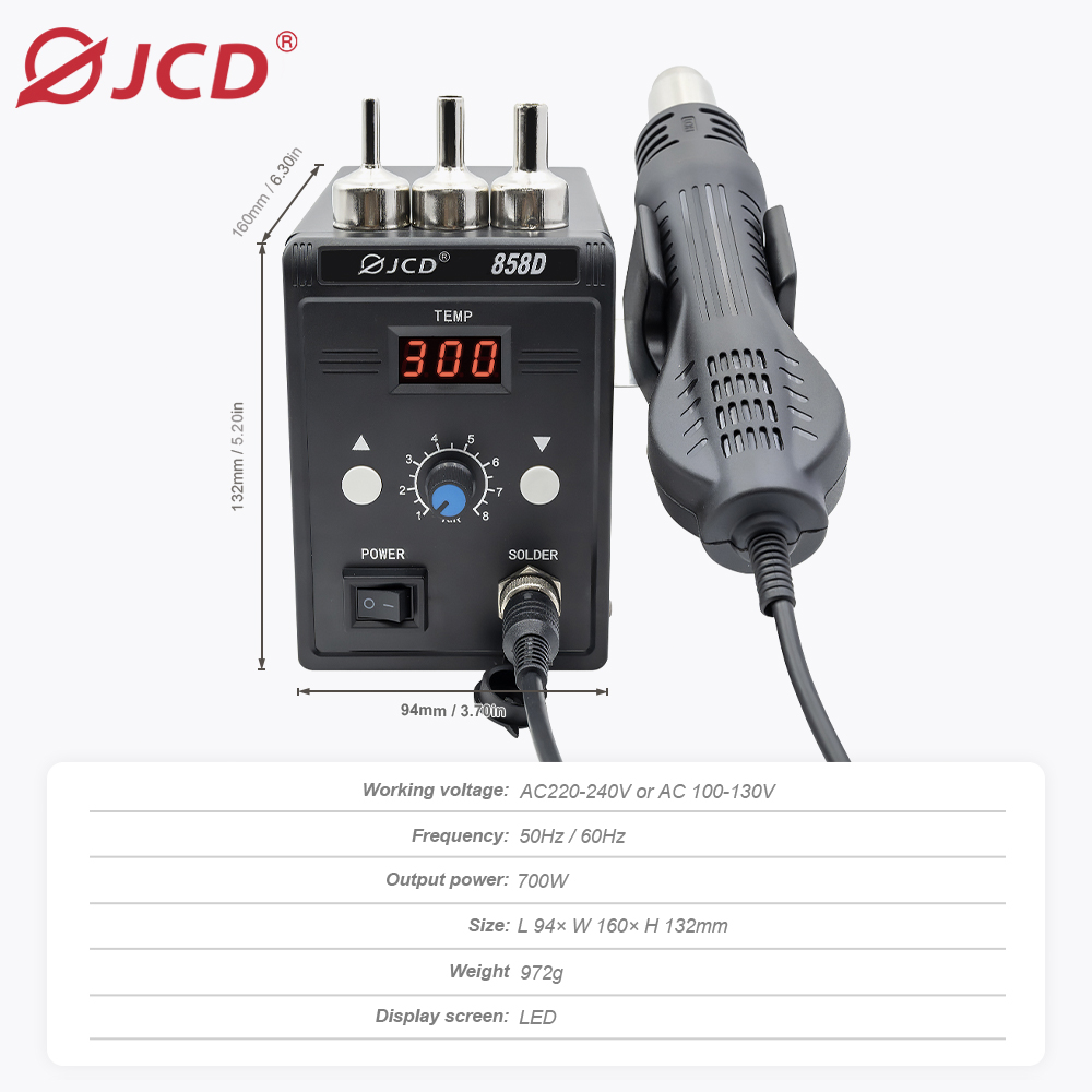 JCD Hot Air Gun 858D 700W BGA  - Heat Gun Small 评论和价格